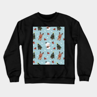 tree, reindeer, snowman, holidays, christmas Crewneck Sweatshirt